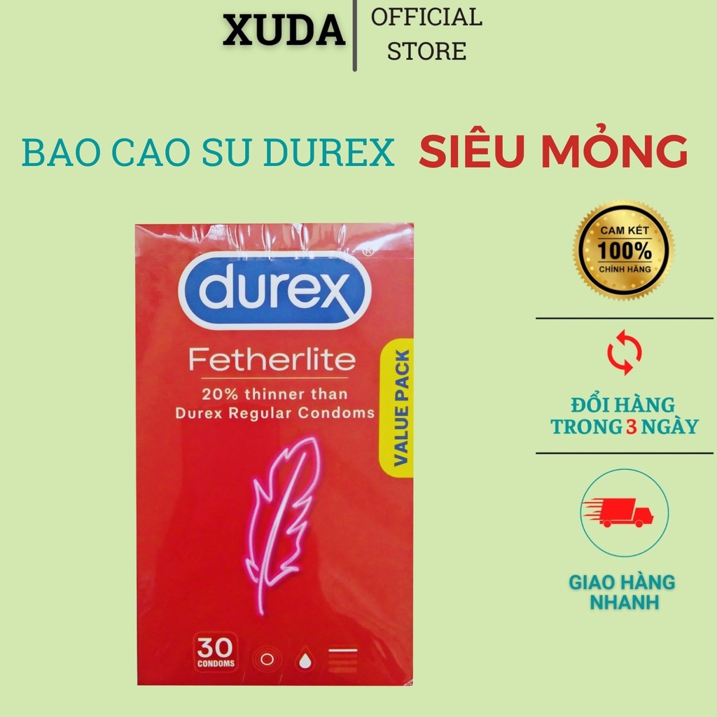 Bao cao su Durex Fetherlite Condom Durex siêu mỏng ôm khít hàng nội địa úc