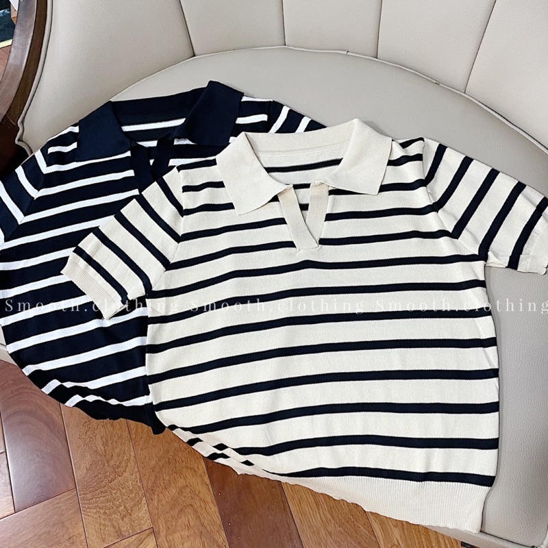 áo polo cổ mở kẻ to | BigBuy360 - bigbuy360.vn