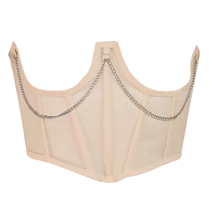 Áo Lót Lưới Nịt Ngực Phối Dây Xích Kim Loại Kiểu Gothic Quyến Rũ Cho Bạn Gái