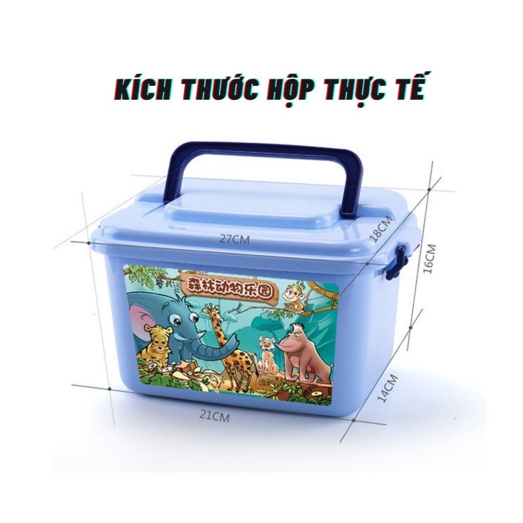 Bộ Đồ Chơi Mô Hình Thú Rừng Động Vật 58 Chi Tiết Cho Bé, Có Hộp Đựng, Chính Hãng Toy Kids Kingdom