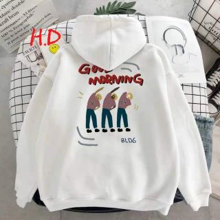 Áo hood good morning,ANMINH, áo gồm 4 màu trắng, xám,bé,hồng,from<60kg, dễ thương