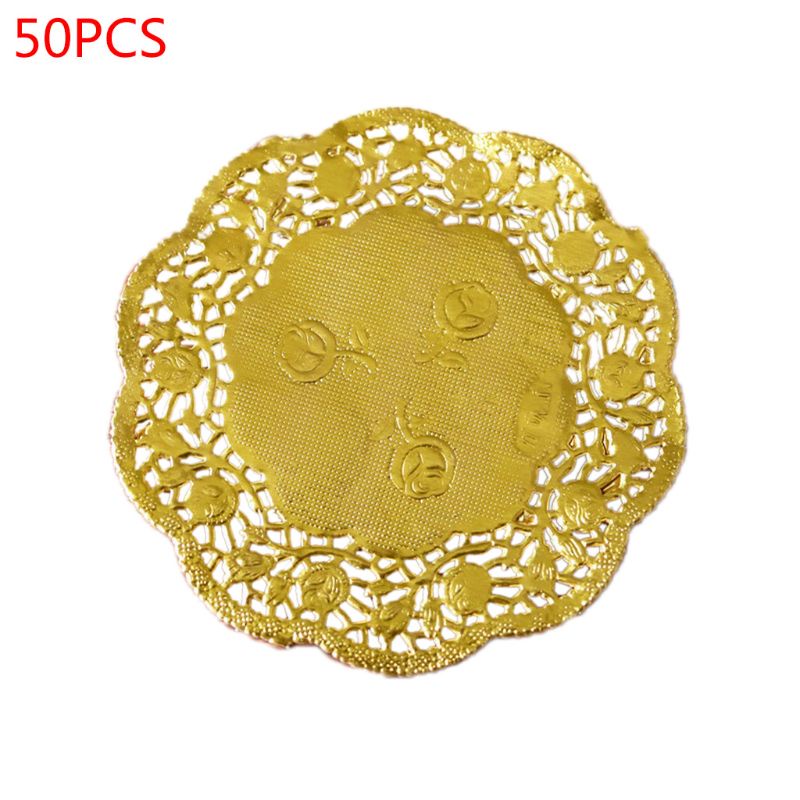 Set 50 Tấm Lót Bàn Ăn 3 5 Inch Họa Tiết Ren Hoa Sang Trọng Tiện Dụng