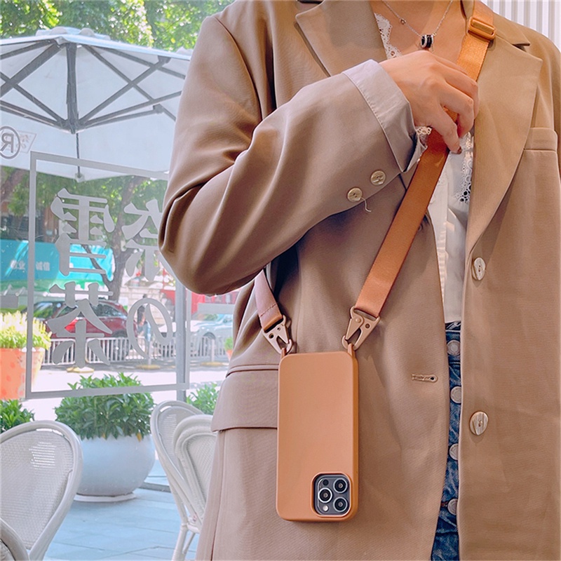 Ốp Điện Thoại Silicon Có Dây Đeo Chéo Cho iPhone 13 12 11 Pro Max XS XR X 8 7 PLUS SE