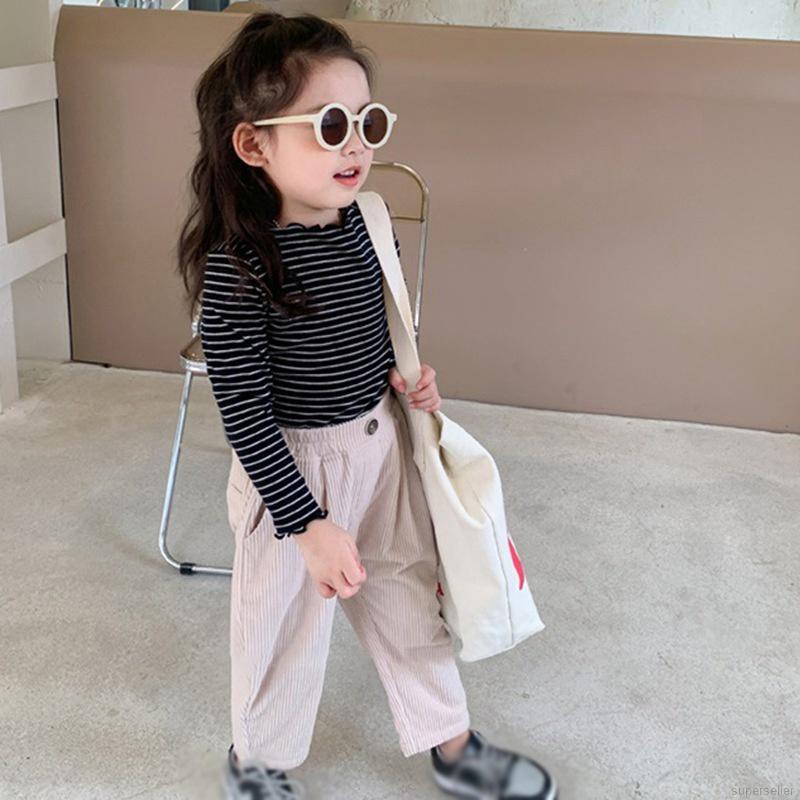 Quần dài lưng cao màu sắc thanh lịch cho bé gái