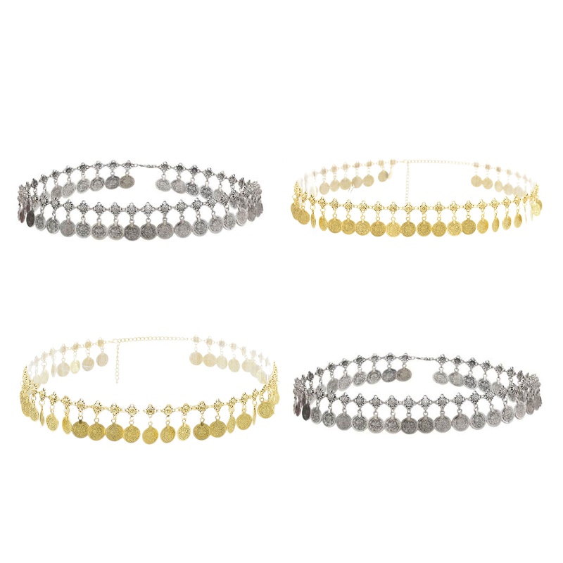 Dây Xích Đeo Hông Màu Vàng / Bạc Đính Đồng Xu Dùng Múa Bụng