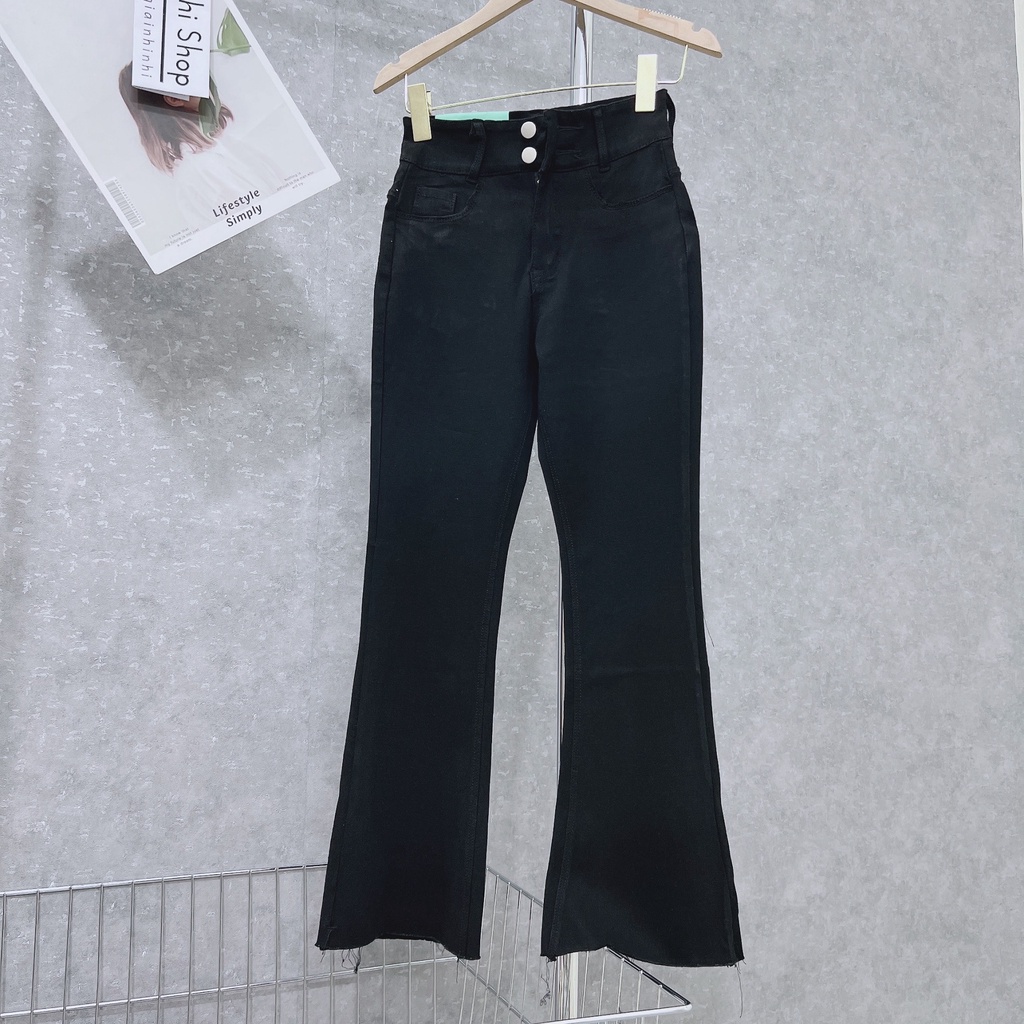 Quần skinny loe đen siêu dãn dày dặn, Quần dáng ôm cap cao co giãn QS166 - NhiNhi Shop