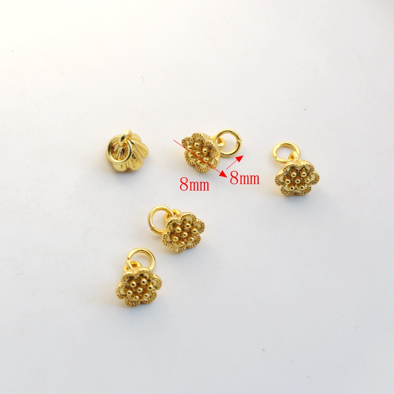 hạt charm Hạt Đồng Mạ Vàng 18k Nhám 8mm Dùng Làm Đồ Trang Sức diy