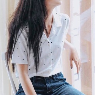 Áo sơ mi ngắn tay chấm bi