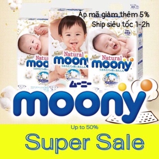 Tã/ bỉm MOONY NATURAL bông hữu cơ Nội Địa Nhật dán/ quần đủ size dán NB63/S58/M46/L38 quần M44/L36/XL32