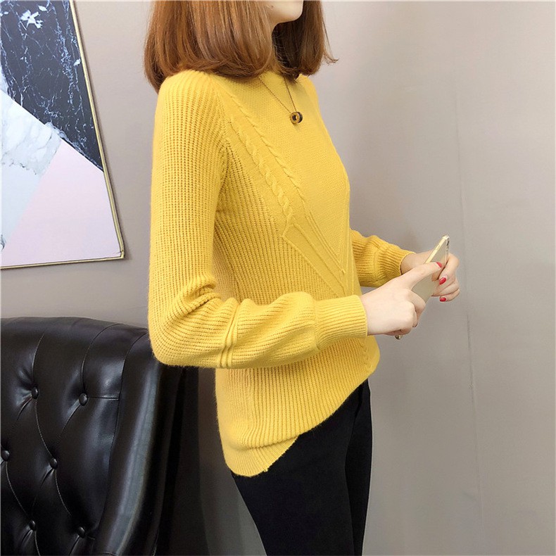 Áo len nữ cổ tròn tay dài chất len dày dặn Al58