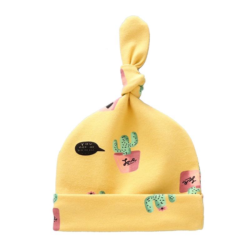 Mũ Beanie Cotton Thắt Nút Làm Phụ Kiện Chụp Ảnh Cho Bé Sơ Sinh 0-6 Tháng Tuổi