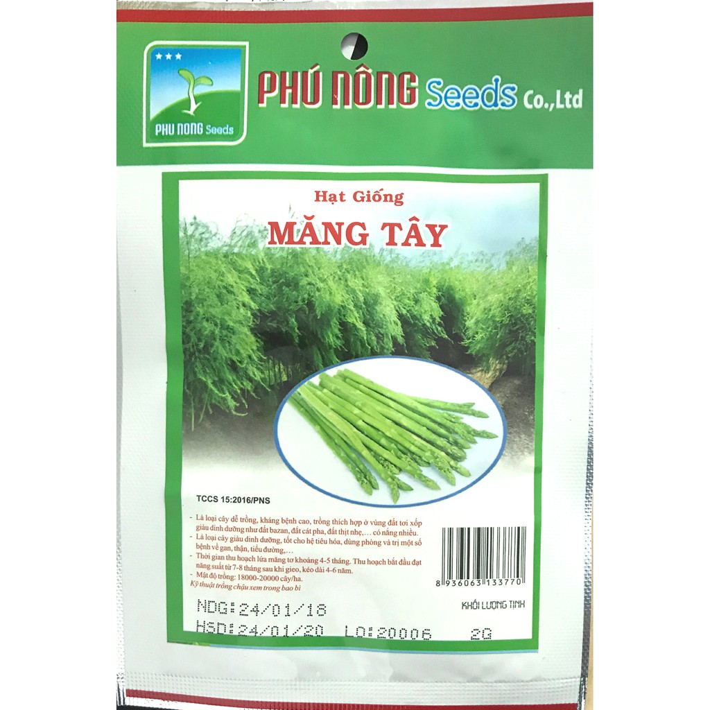 Hạt giống măng tây Phú Nông gói 100 hạt (PN133770) - 2g
