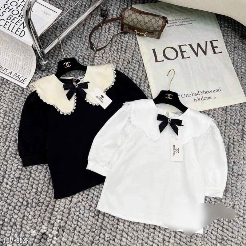 🔥🔥FREESHIP💥ÁO SƠ MI NƠ CỔ BÈO SIÊU ĐẸP. SẴN HAI MÀU ĐEN VÀ TRẮNG