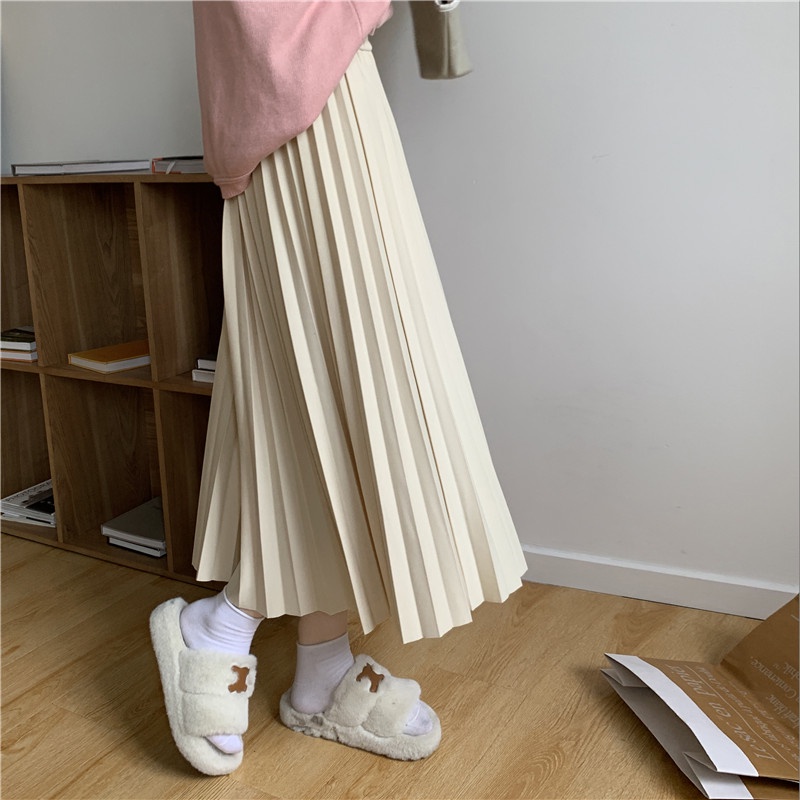 Chân Váy Chữ a Lưng Cao Xếp Ly Thời Trang Hàn Quốc