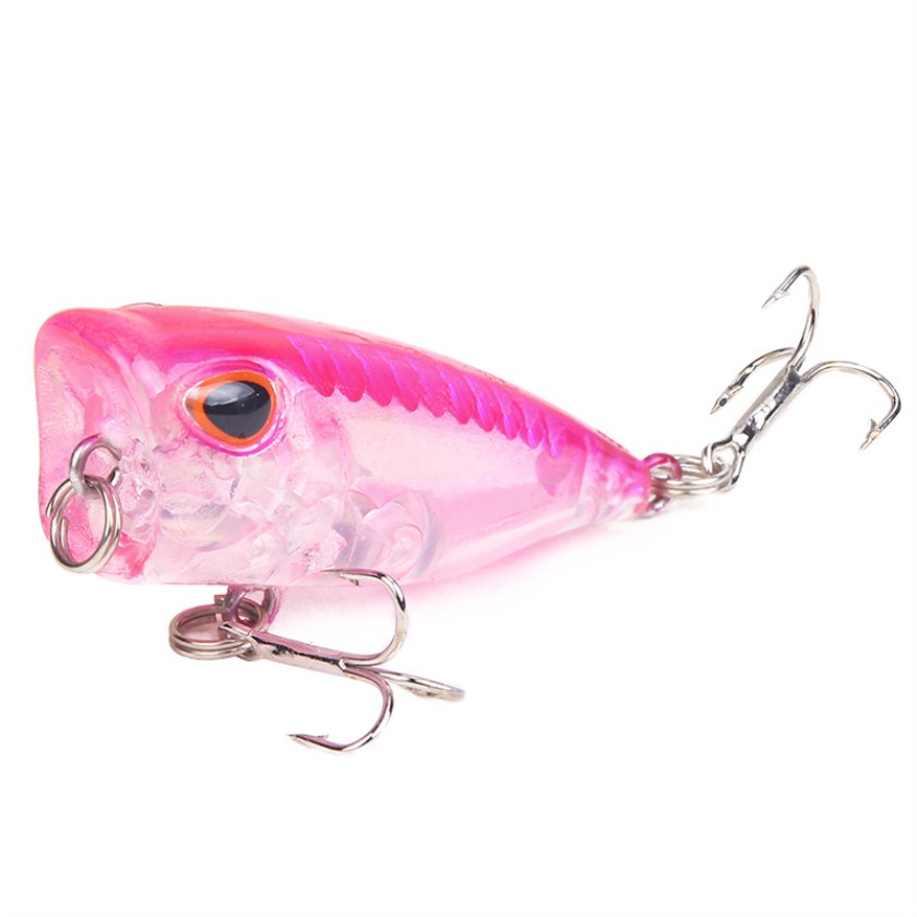 Mồi Câu Cá Phát Quang Mồi Giả Câu Cá Popper Bằng Nhựa Cứng 4cm / 3.3g Thiết Kế Ba Móc