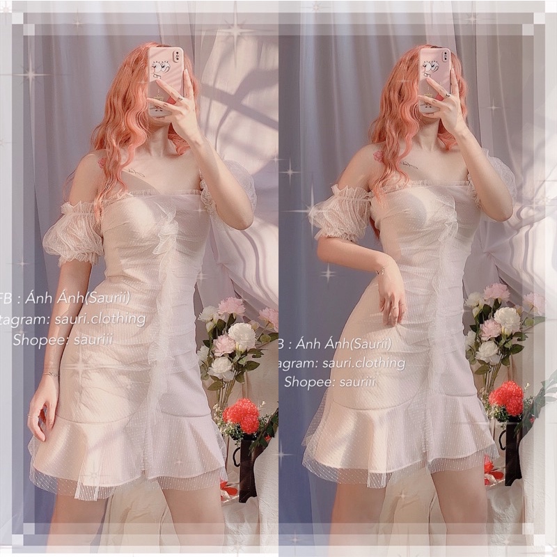 🖤Đầm tiểu thư ren ulzzang trễ vai lưới ngắn xinh xắn vintage retro|Đầm ôm body dự tiệc đuôi cá quyến rũ sang chảnh