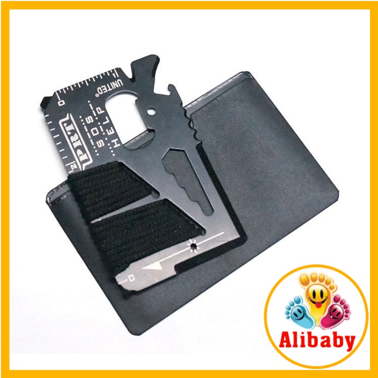 Dụng cụ bỏ túi sinh tồn đa chức năng bằng thép không gỉ màu đen - Dụng cụ dã ngoại 14 chức năng E642
