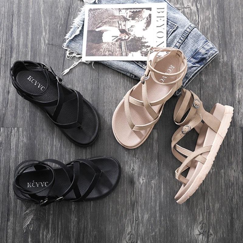 Giày Sandal Nữ Đế Dày Phong Cách La Mã Mới