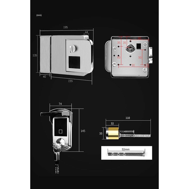 Khóa cửa Cổng sắt 2 mặt khóa vân tay, thẻ từ, điện thoại Tuya BLE chống nước ngoài trời