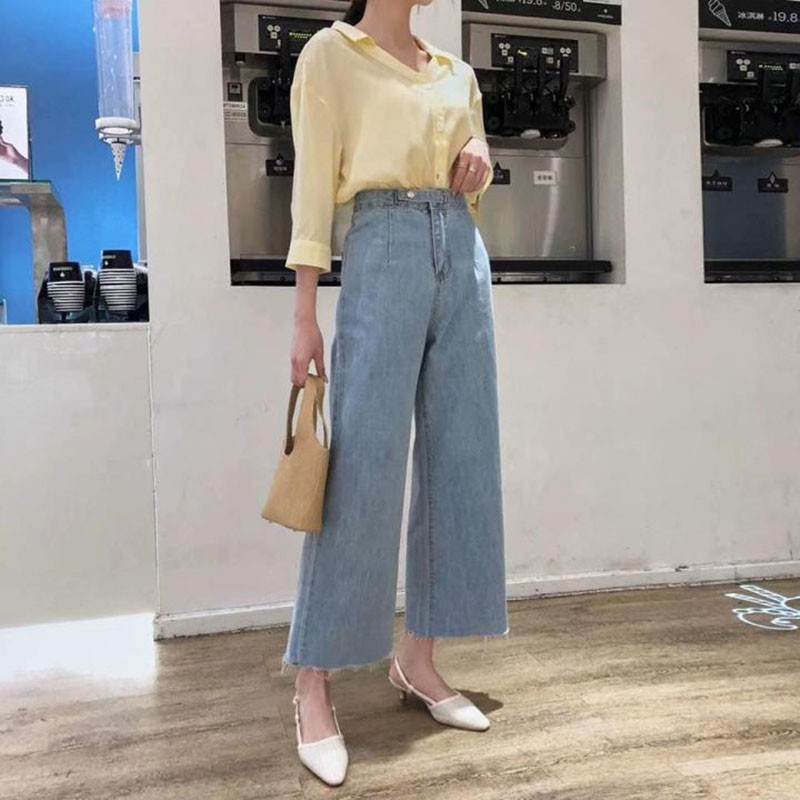 Quần Jeans Nữ Ống Rộng Phong Cách Hàn Quốc JN01