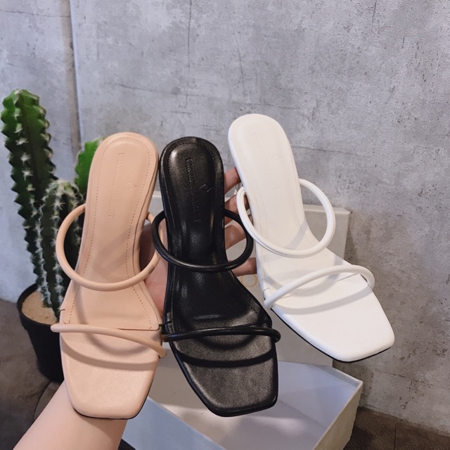 Guốc 2 quai mảnh - guốc gót trong suốt 9cm