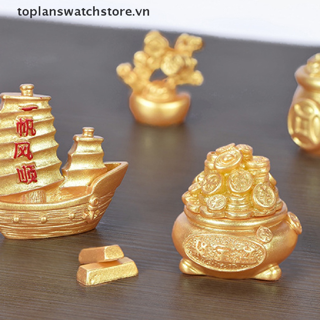 Phụ Kiện Trang Trí Phong Cảnh Năm Mới Bằng Nhựa Resin Màu Vàng DIY