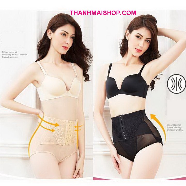 Quần gen bụng GQ008 thun lưới lưng cao phối ren có 3 hàng móc cài cố định | BigBuy360 - bigbuy360.vn