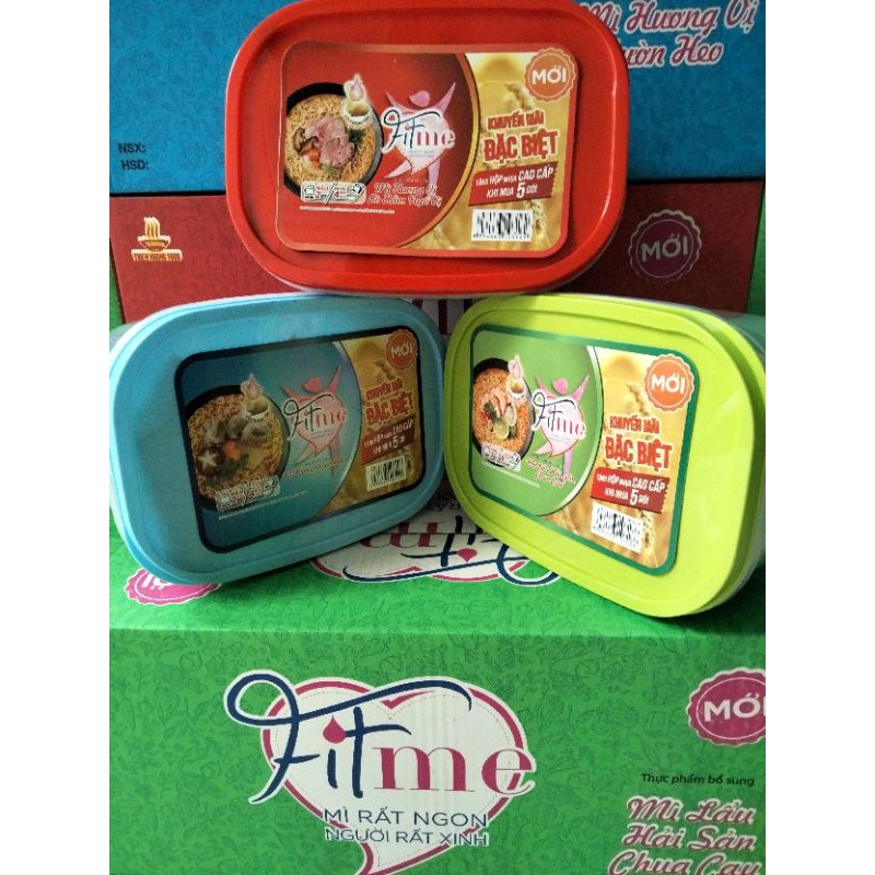 Mì fitme 3 vị thơm ngon (Lẩu Hải Sản chua cay, Sườn Heo, bò hầm ngũ vị) (80g* 5gói*6hộp)_tặng kèm hộp nhựa cao cấp | BigBuy360 - bigbuy360.vn