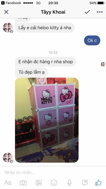 HELLO KITTY- TỦ NHỰA QUẦN ÁO LẮP GHÉP 6 Ô SIZE SÂU37cm. Tặng kèm móc treo.