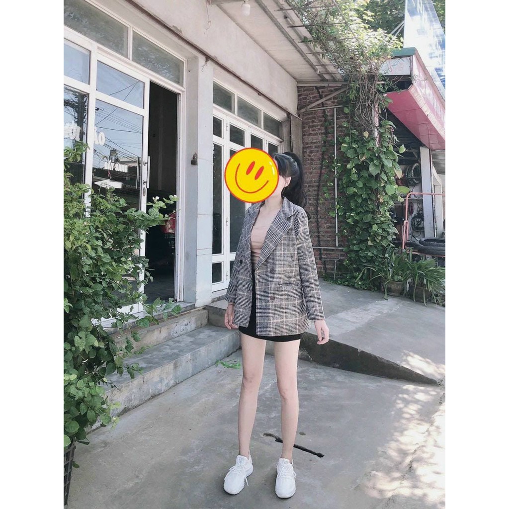 áo khoác vest dạ kẻ nữ 4 khuy hàng 2 lớp siêu đẹp sang chảnh - áo blazer nữ | BigBuy360 - bigbuy360.vn