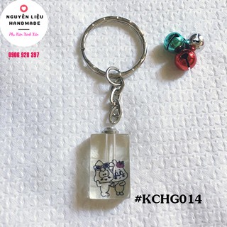 Móc khóa khắc chữ hạt gạo hình 2 chú heo dễ thương
