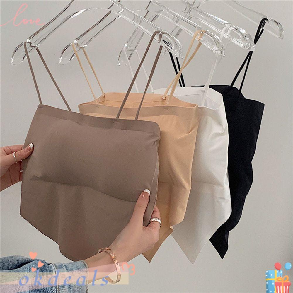 Okdeals Áo Tank Top Hai Dây Bằng Lụa Lạnh Thoáng Khí Viền Độc Đáo