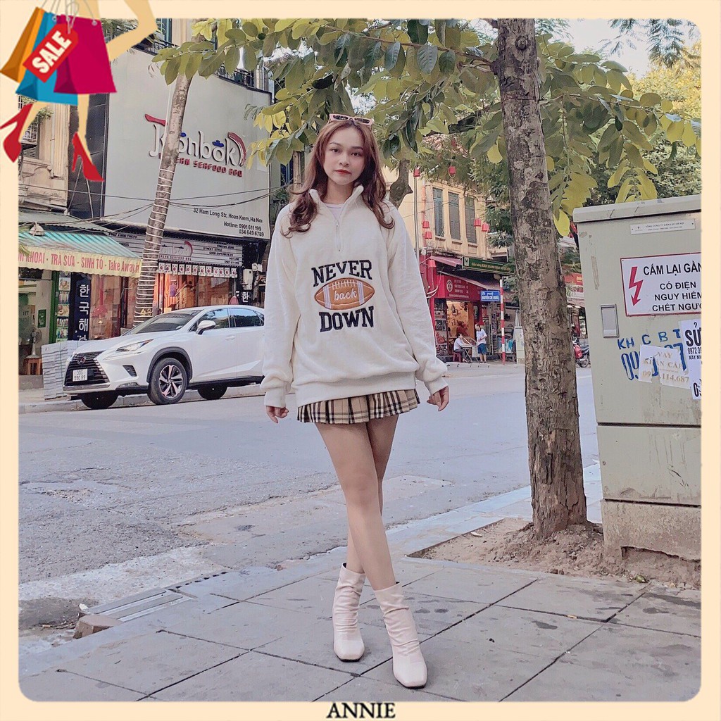 Áo Len Form Rộng 🍁 HÀNG CAO CẤP 🍁 Áo Thun Lông Thêu Chữ Never - Siêu Hot -Năng Động Trẻ Trẻ Trung Cá Tính | BigBuy360 - bigbuy360.vn