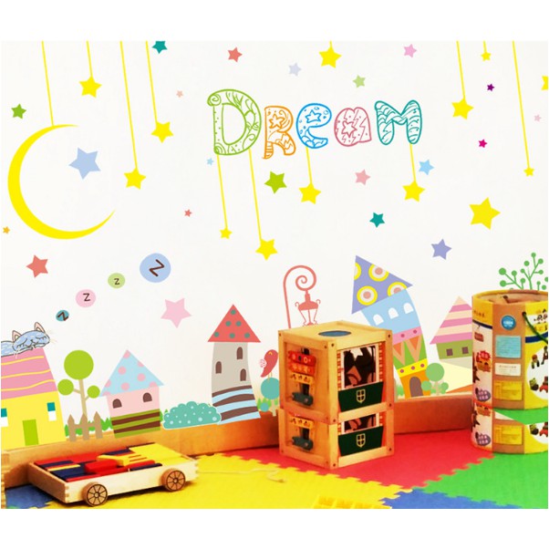 Decal trang trí tường - Thành Phố Sắc Màu DREAM cho Bé