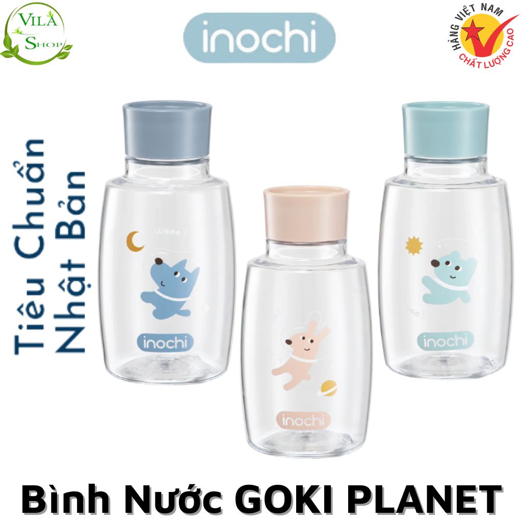 Bình Nước Cho Bé, Bình Nước Chịu Nhiệt Goki PLANET 350ml Chính Hãng Inochi