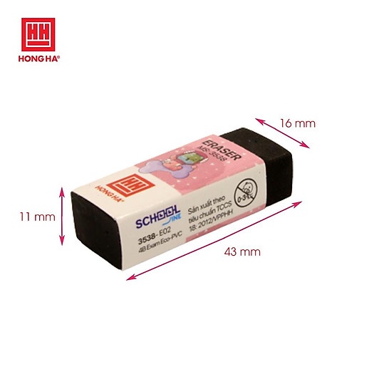 Gôm tẩy bút chì học sinh, Gôm tẩy chì đen 4B Exam E02 Hồng Hà - 3538 ANKICO