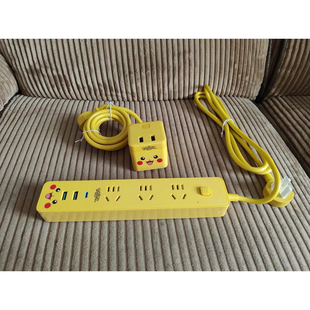 Ổ cắm Bull Pokemon Pikachu Cube Power Strip  Vuông Tích hợp 2 Ổ cắm AC + 2 USB