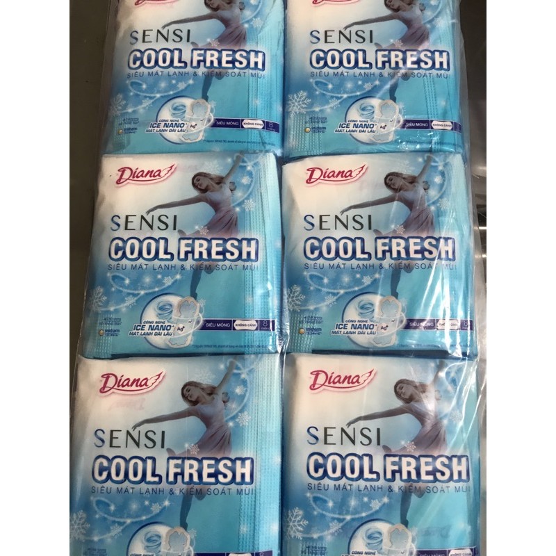 Combo 6 Gói BVS Diana Sensi Cool Fresh Siêu Mỏng Cánh/Không Cánh 23cm gói 8 Miếng