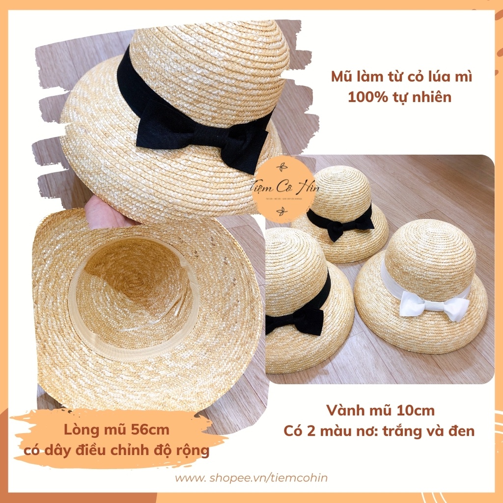 Mũ cói đi biển nữ dáng lồng đènTiệm Cô Hìn làm từ cói tự nhiên 100% ship trong 1h đóng thùng không gãy mũ