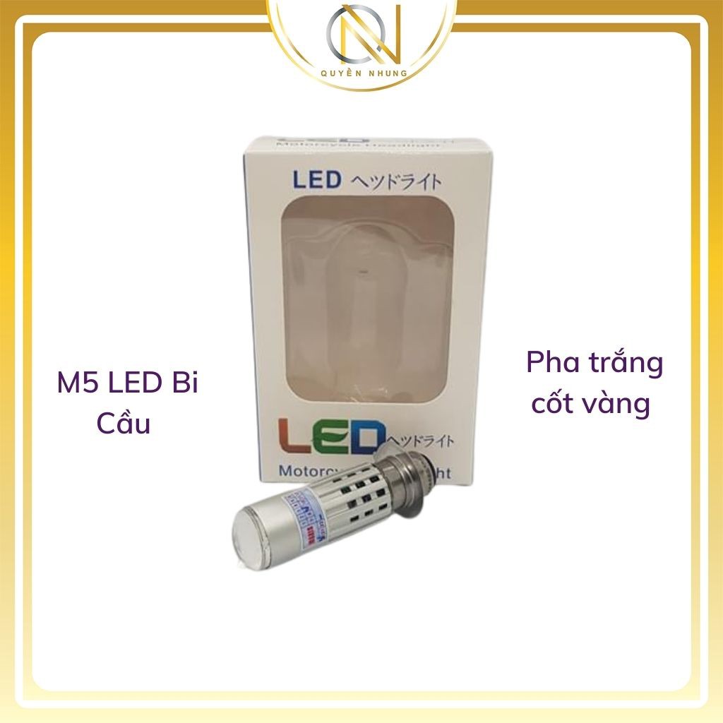 Đèn Pha Led Bi Cầu mini Pha Trắng Cốt Vàng M5 Siêu Sáng