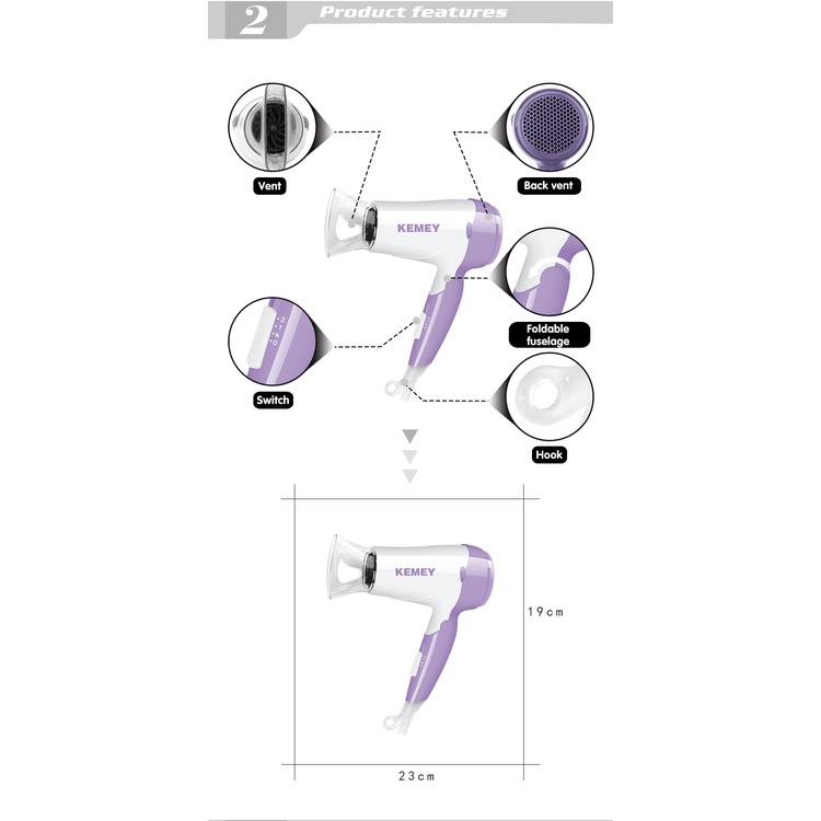 Máy Sấy Tóc 3 Tốc Độ Kemey Km 6823