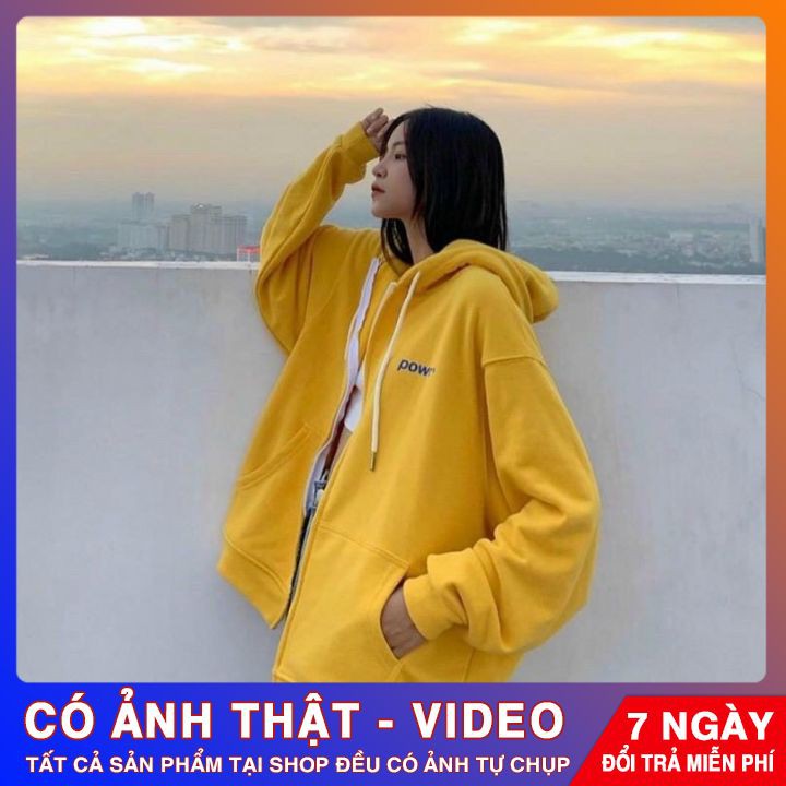 Áo nỉ nữ ⭐️ MẪU MỚI ⭐️ Áo khoác hoodie powr nhiều màu, có khoá kéo, chuẩn dáng rộng unisex | BigBuy360 - bigbuy360.vn