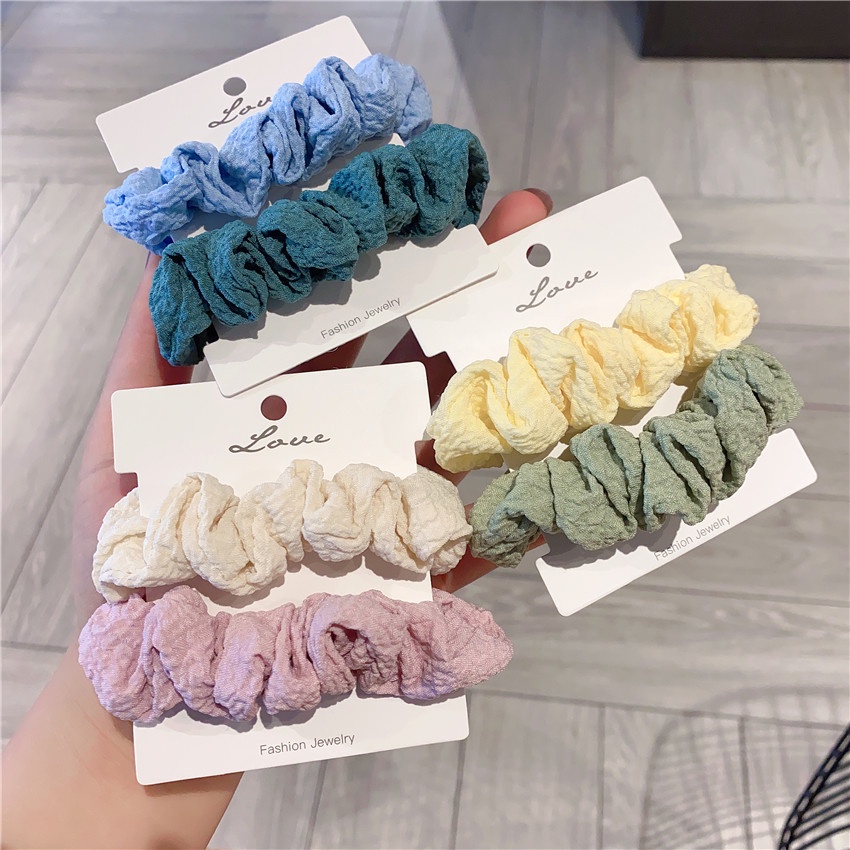 Combo 2 dây cột tóc vải nhúng màu pastel đơn giản nhẹ nhàng cho nữ CB04