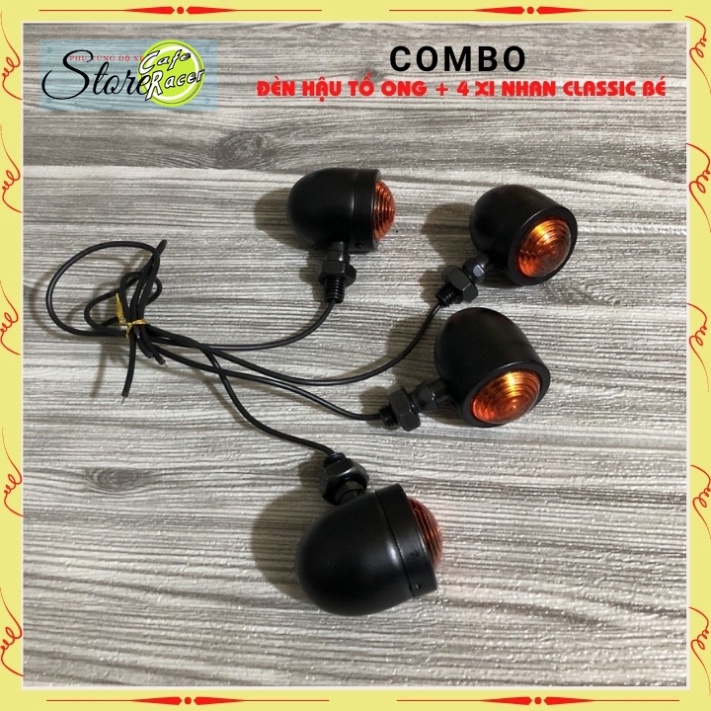 Combo đèn hậu tổ ong và 4 xi nhan classic loại bé dùng để độ xe CAFE RACER , win , honda67..