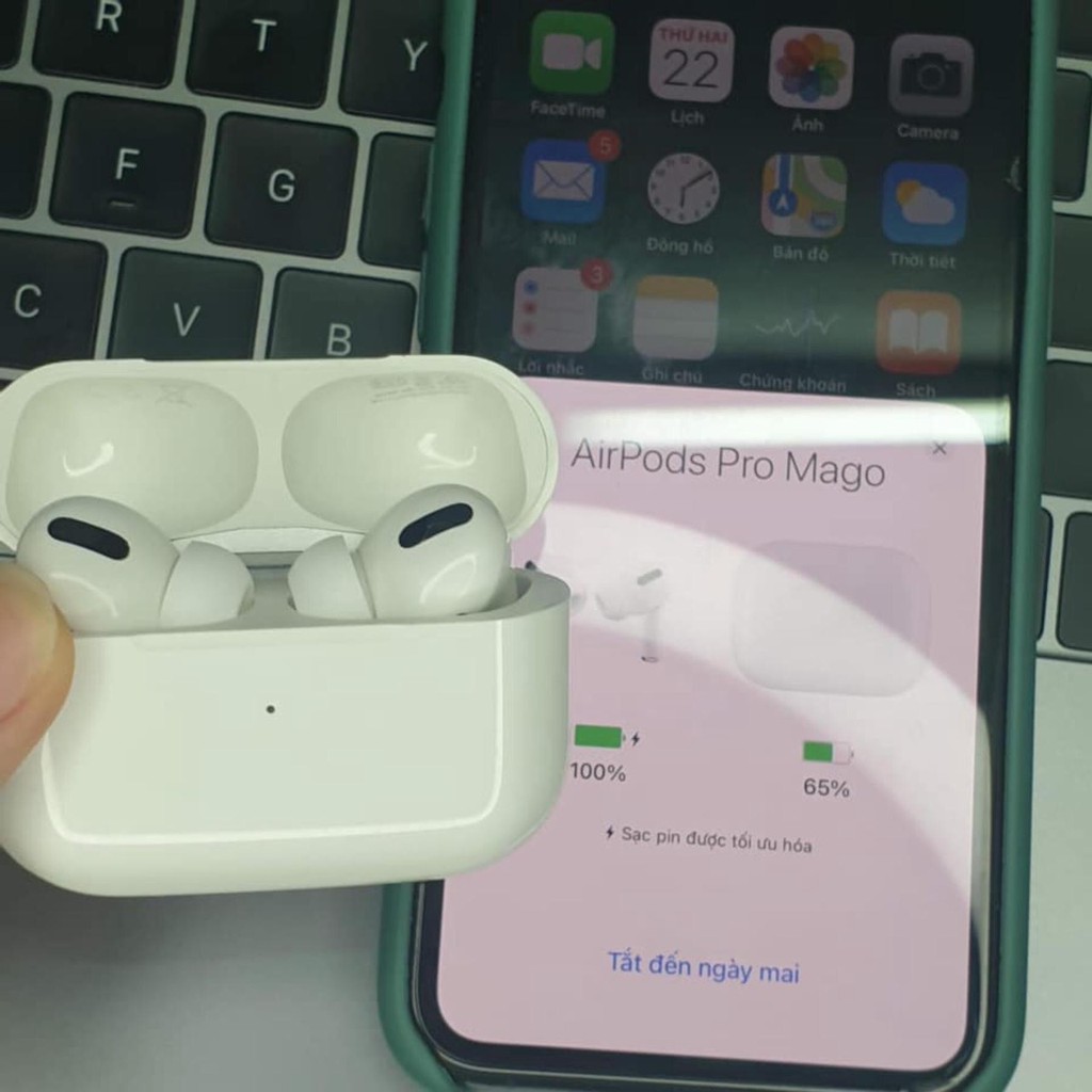 Airpods Pro tai nghe không dây bluetooth cảm biến đa điểm, định vị, đổi tên âm thanh cực chuẩn