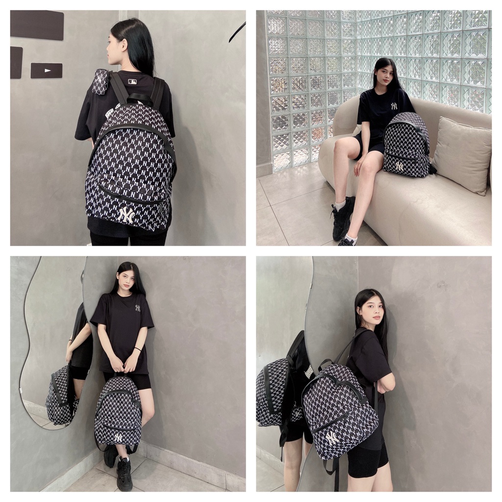 (HÀNG XUẤT XỊN) B486 M/L/B N/Y MONOGRAM BACKPACK NAVY Kích thước: 42 cm x 30 cm x 15 cm Made in Ko/rea full-tem-tag