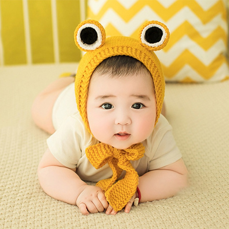 Mũ Dệt Kim Hình Ếch Dễ Thương Làm Phụ Kiện Chụp Ảnh Cho Bé Sơ Sinh