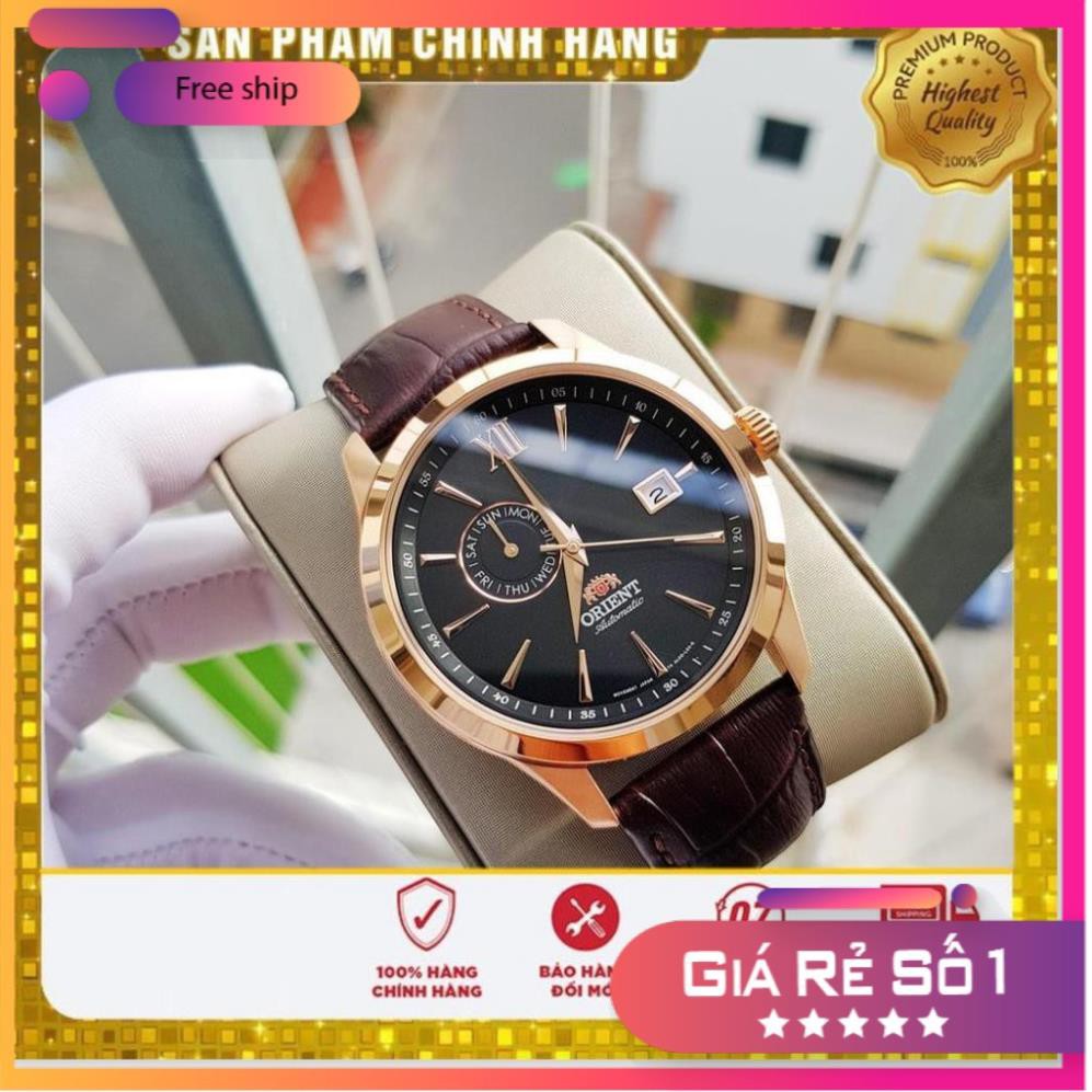 Đồng hồ Nam chính hãng Orient Classic FAL00004B0 Mặt đen,Lịch ngày-Máy cơ tự động Automatic-Dây da nâu cao cấp-Size 43mm