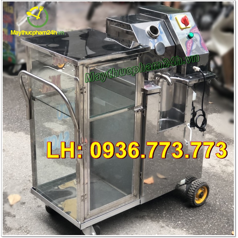 Máy ép nước mía, xe nước mía 1500W motor Việt Nam CÓ TỦ KÍNH