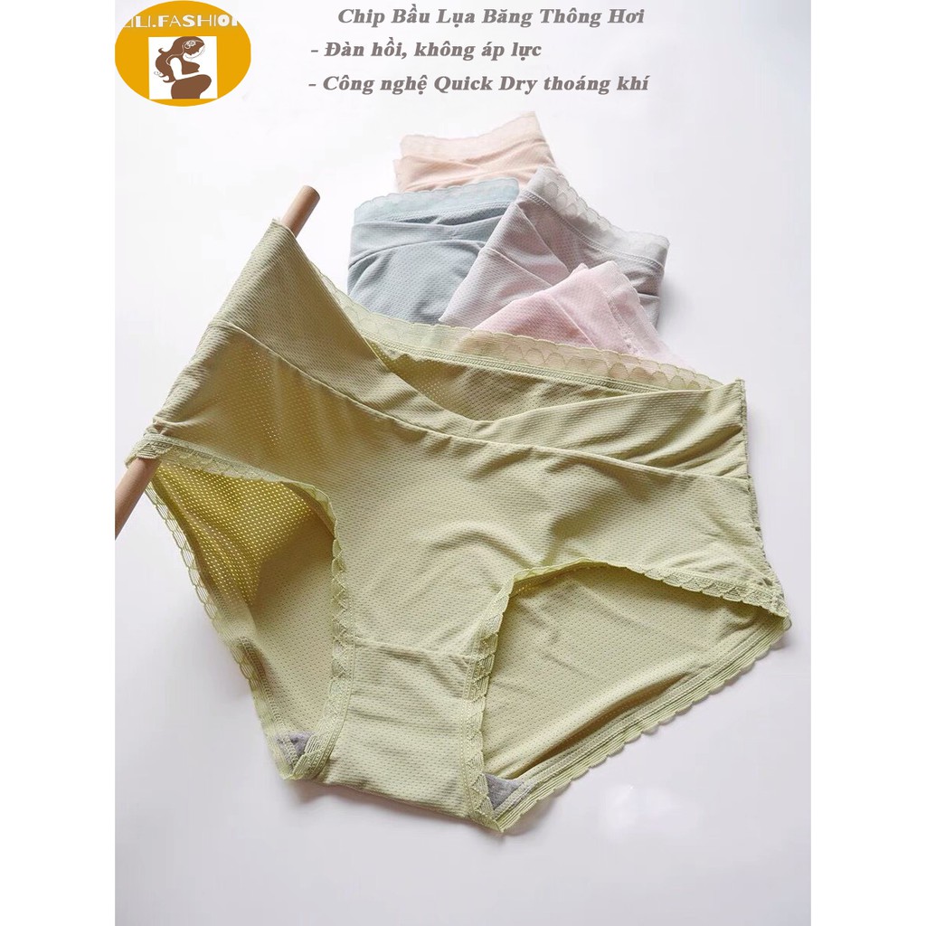 Set 4 quần lót bầu, đồ lót bầu và sau sinh cho mẹ bầu cạp chéo chất liệu co giãn kháng khuẩn bigsize 85kg